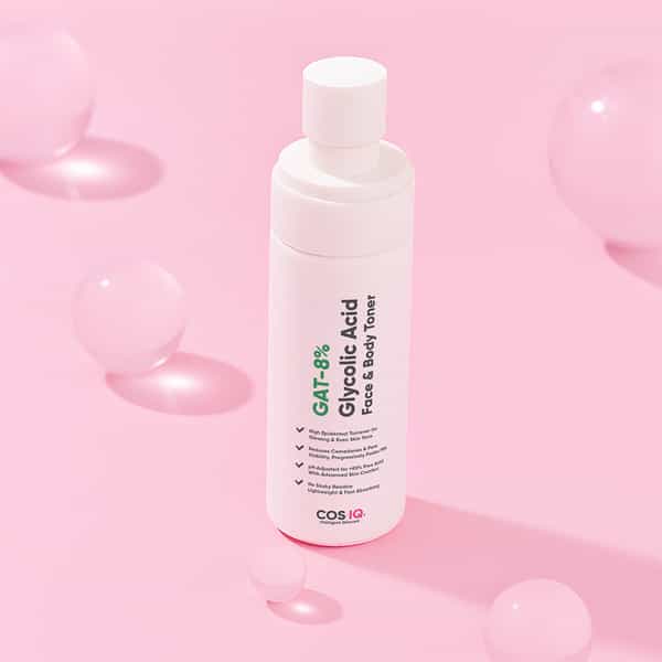 Cos-Iq Gat-8% Glycolic Acid Face Toner - Glycerine & Cucumber Extract - Glowing Even Skin - 100Ml