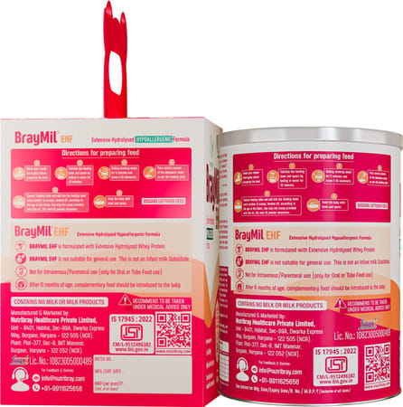 Braymil Ehf Extensive Hydrolysed Hypoallergenic Formula With Gos & Fos|Dha & Ara|Nucleotides|400g