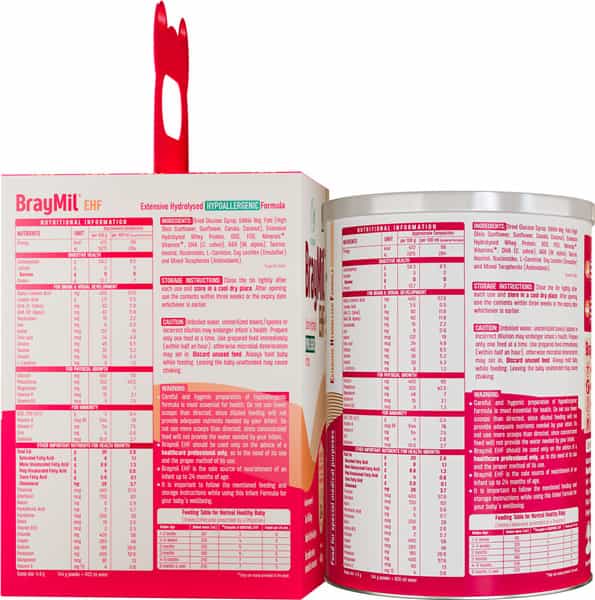 Braymil Ehf Extensive Hydrolysed Hypoallergenic Formula With Gos & Fos|Dha & Ara|Nucleotides|400G