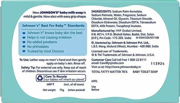 Johnson's Baby Milk Soap - 75G With New Easy Grip Shape
