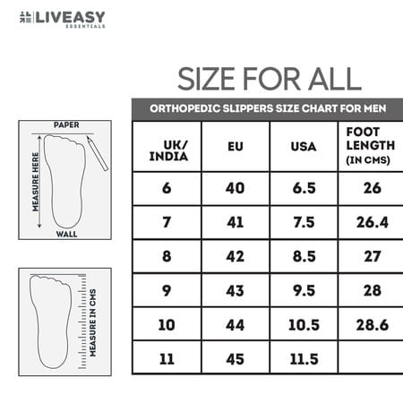 Liveasy Essentials Diabetic & Orthopedic Slippers (Style 2) -Men Black- Size Uk-11