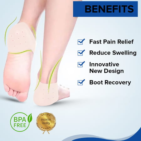 Dr Foot Anti Crack Silicone Gel Heel Pad Socks | Unisex | Half-Length - 1 Pair (Free Size)