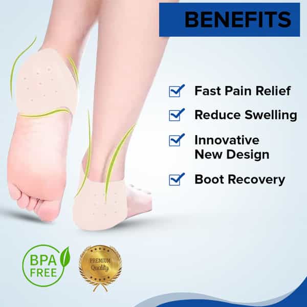 Dr Foot Anti Crack Silicone Gel Heel Pad Socks | Unisex | Half-Length - 1 Pair (Free Size)