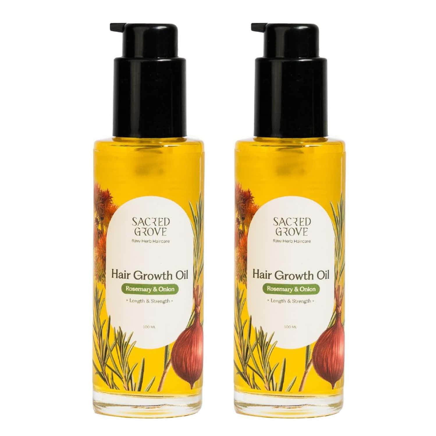 Scared Grove Rosemary & Onion Hair Growth Oil - 100ml (pack Of 2)