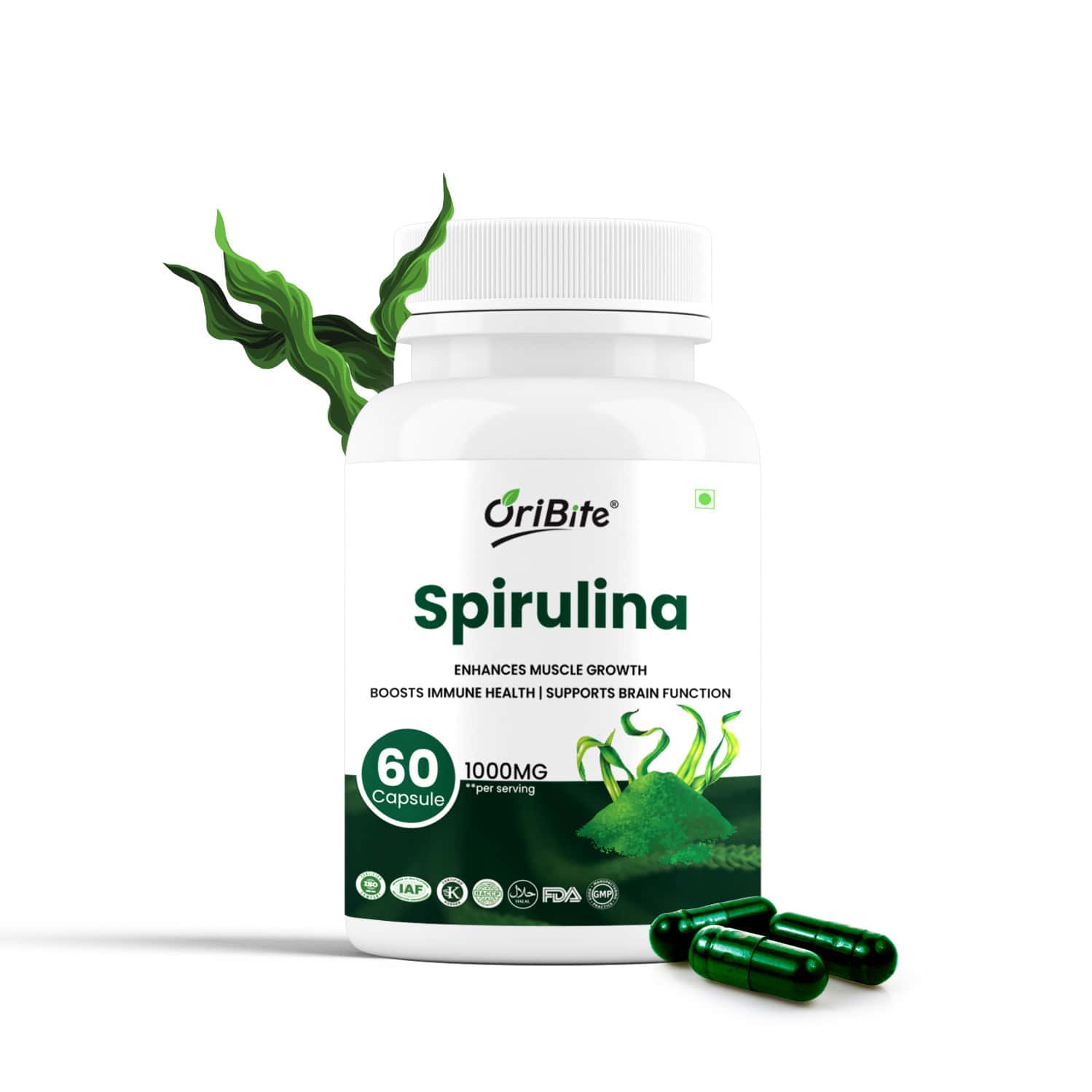 Oribite Spirulina Superfood Capsules For Energy & Detox 60 Capsules