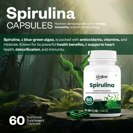 Oribite Spirulina Superfood Capsules For Energy & Detox 60 Capsules
