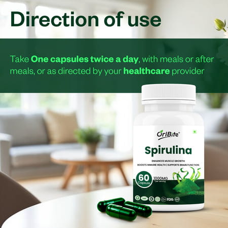 Oribite Spirulina Superfood Capsules For Energy & Detox 60 Capsules
