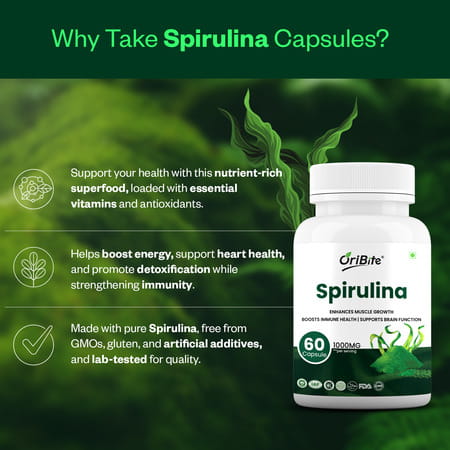 Oribite Spirulina Superfood Capsules For Energy & Detox 60 Capsules