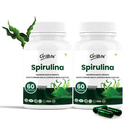 Oribite Spirulina Superfood Capsules For Energy & Detox 60 Capsules