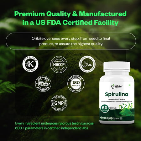 Oribite Spirulina Superfood Capsules For Energy & Detox 60 Capsules