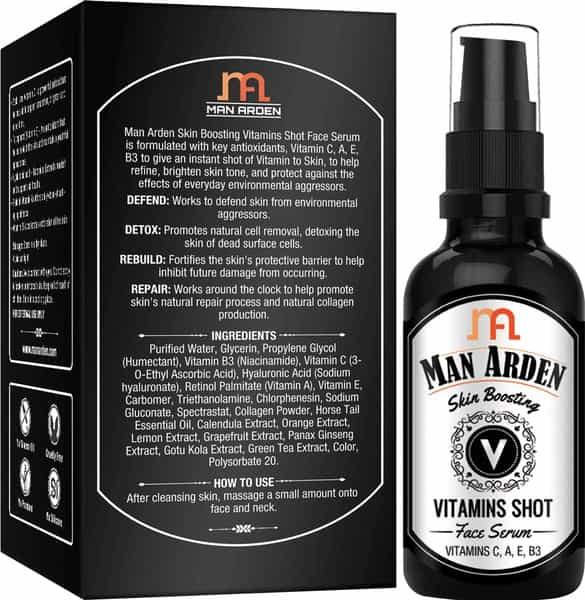 Man Arden Skin Boosting Vitamins Shot Face Serum - With Vitamin C | A | E And B3 For Men | 30 Ml