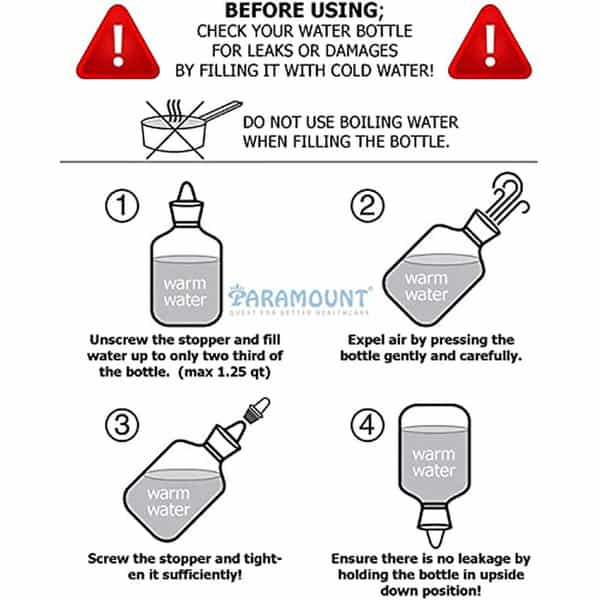 Paramount Hot Water Bag For Pain Relief & Period Cramps Rubber Bottle- 1.75 Ltr. (Red)