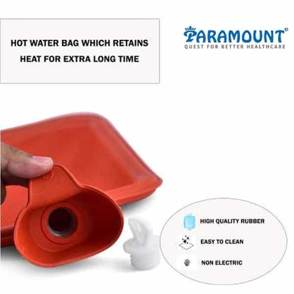Paramount Hot Water Bag For Pain Relief & Period Cramps Rubber Bottle- 1.75 Ltr. (Red)
