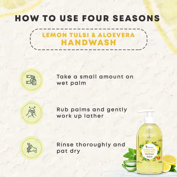 Four Seasons Lemon Tulsi & Aloevera 250Ml | Deep Cleansing Ayurvedic Handwash (Pack Of 3)