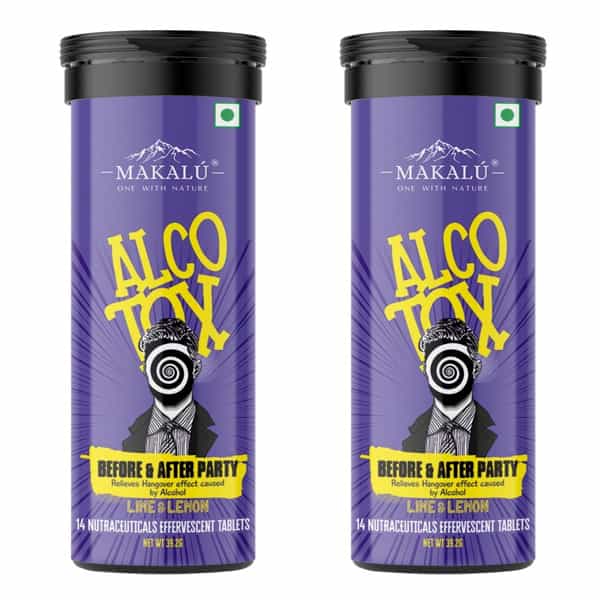 Makalu Alcotox Before & After Party Hangover Cure/Recovery Tablets - Lime & Lemon - 14 Each|2 Packs