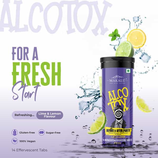 Makalu Alcotox Before & After Party Hangover Cure/Recovery Tablets - Lime & Lemon - 14 Each|2 Packs