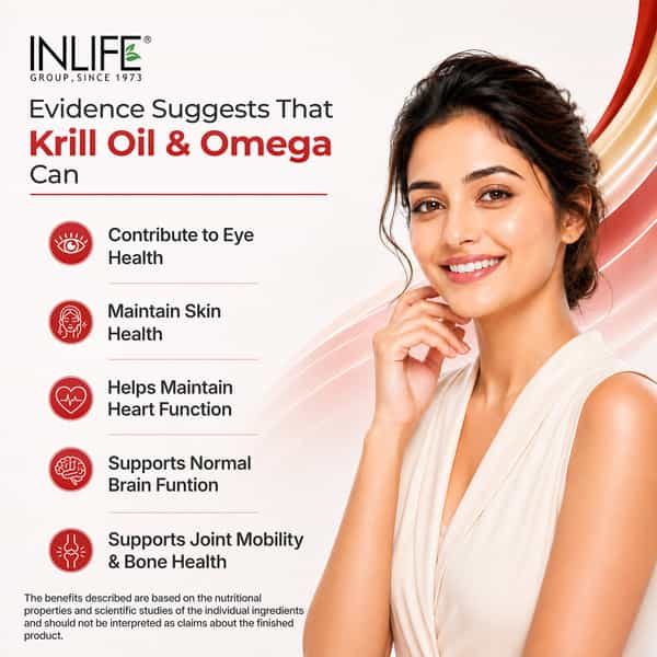Inlife Krill Oil 500Mg With Astaxanthin Heart Brain & Joint Health - 30 Capsules
