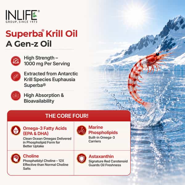 Inlife Krill Oil 500Mg With Astaxanthin Heart Brain & Joint Health - 30 Capsules