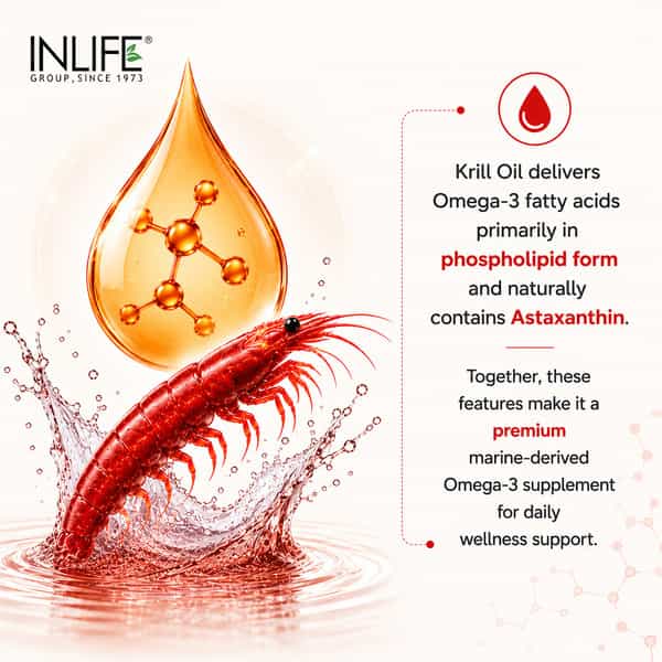 Inlife Krill Oil 500Mg With Astaxanthin Heart Brain & Joint Health - 30 Capsules