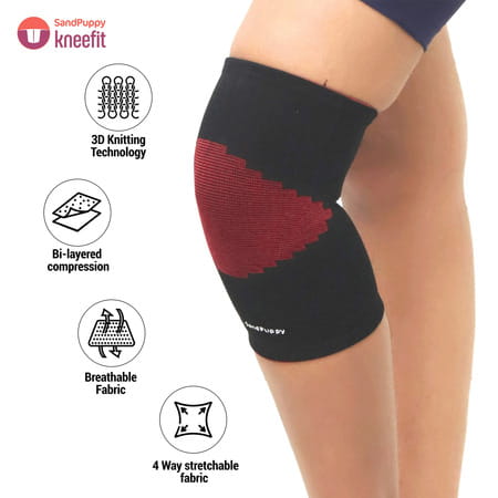 Sandpuppy New Kneefit Medium - Knee Compression Support For Men & Women Breathable Fabric