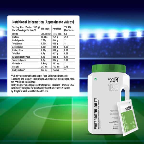 Bodyfirst Whey Protein Isolate | 32 Sachets | Unflavoured