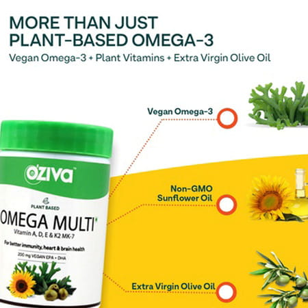 Oziva Plant Based Omega Multi 30 Capsules | Better Immunity Brain & Heart Health