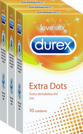 Durex Extra Dots 10 Condoms - Pack Of 3