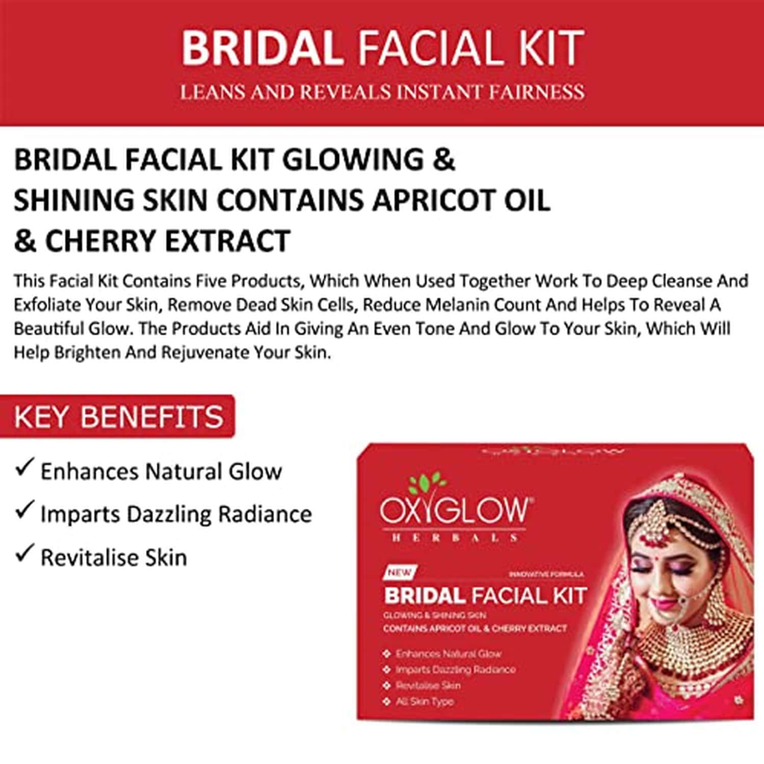 Buy OXYGLOW HERBALS FACIAL KIT BRIDAL 260 GRAM Online & Get Upto 60