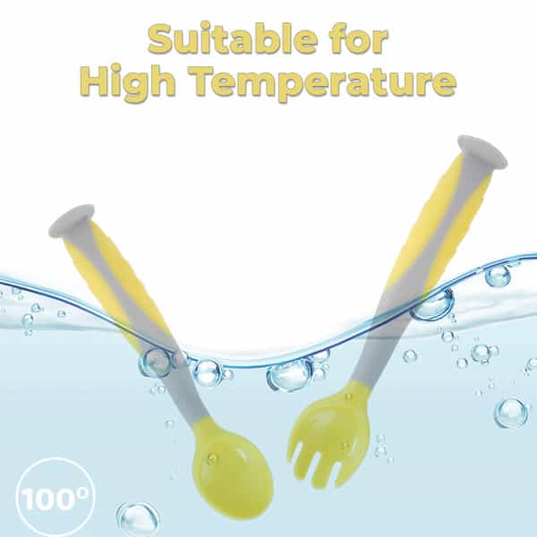 R For Rabbit Safe Feed Flexi Spoon Set Yellow Grey