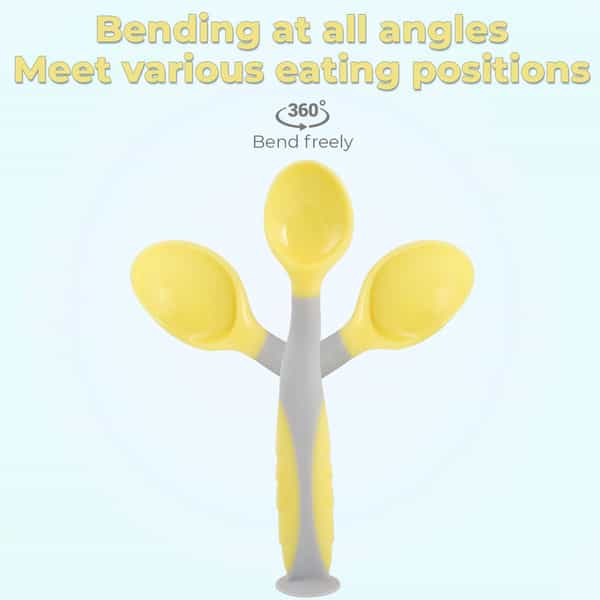 R For Rabbit Safe Feed Flexi Spoon Set Yellow Grey
