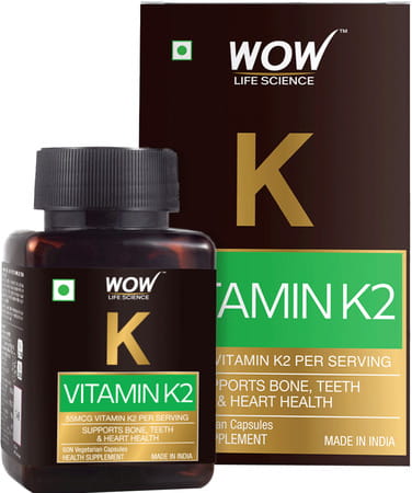 Wow Life Science Vitamin K2 Capsules - 55mcg - 60 Vegetarian Capsules