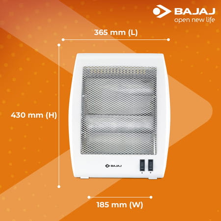 Bajaj Rhx-2 Halogen Heater | 2 Heat Settings-400w/800w | Noiseless Operation | Duraelement (White)