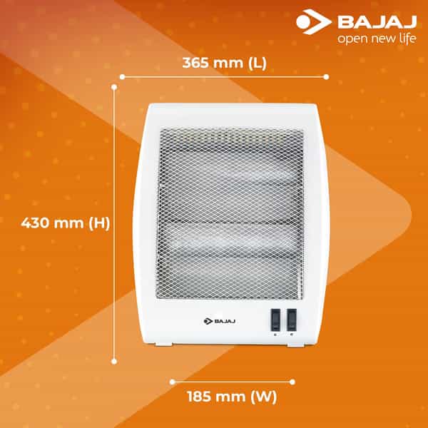 Bajaj Rhx-2 Halogen Heater | 2 Heat Settings-400W/800W | Noiseless Operation | Duraelement (White)