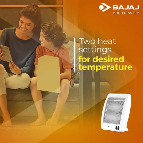 Bajaj Rhx-2 Halogen Heater | 2 Heat Settings-400W/800W | Noiseless Operation | Duraelement (White)