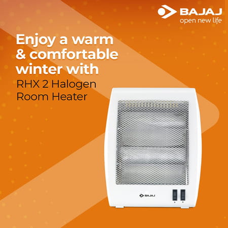 Bajaj Rhx-2 Halogen Heater | 2 Heat Settings-400w/800w | Noiseless Operation | Duraelement (White)