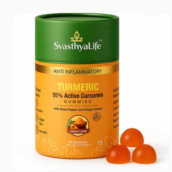 Svasthyalife Turmeric Gummies With 95% Active Curcumin With Black Pepper | 60 Gummies