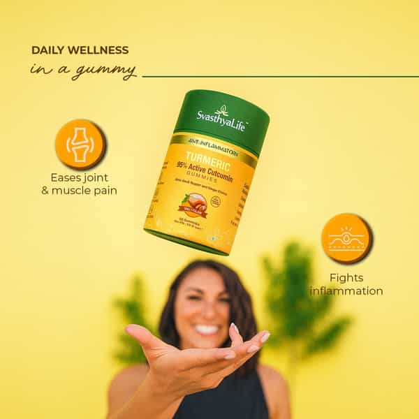 Svasthyalife Turmeric Gummies With 95% Active Curcumin With Black Pepper | 60 Gummies