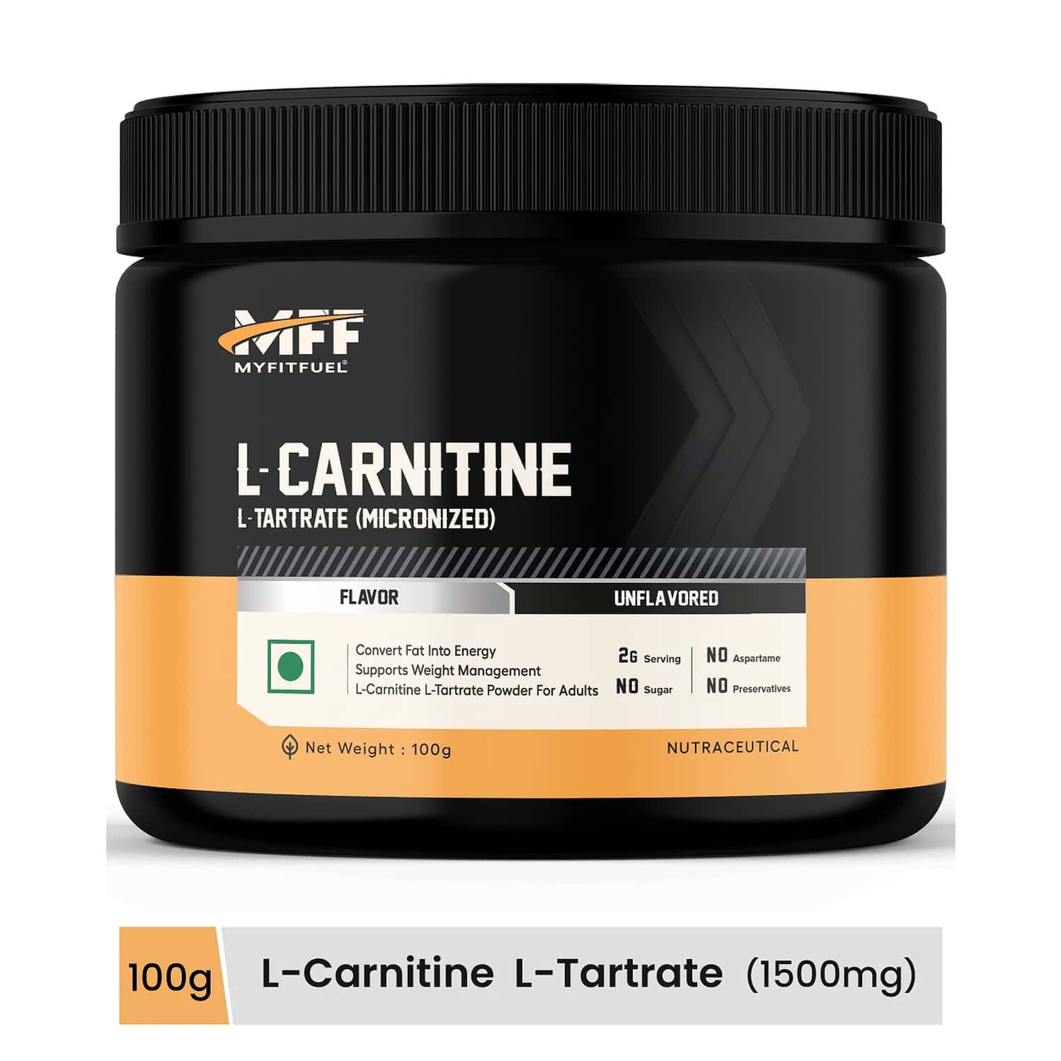 Myfitfuel L-carnitine L-tartrate (.22 Lbs) 100 Gm (unflavored)| Fat Loss | Weight Management