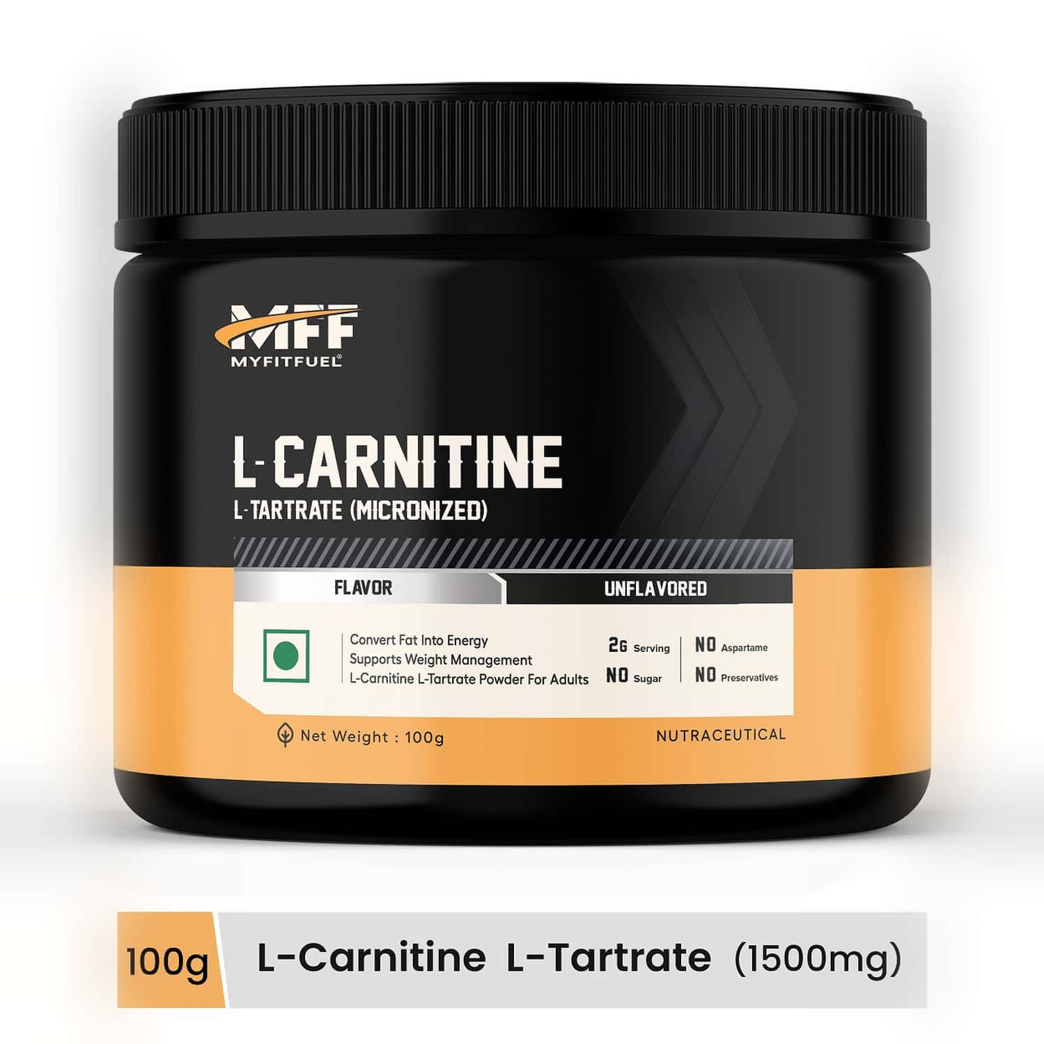 Myfitfuel L-carnitine L-tartrate (.22 Lbs) 100 Gm (unflavored)| Fat Loss | Weight Management