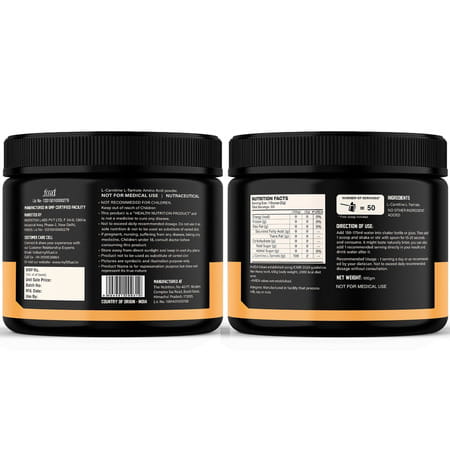 Myfitfuel L-Carnitine L-Tartrate (.22 Lbs) 100 Gm (Unflavored)| Fat Loss | Weight Management