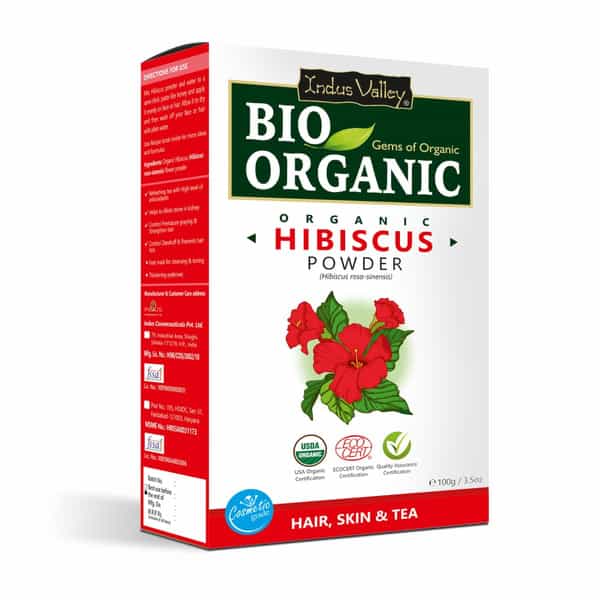 Indus Valley Bio Organic Hibiscus Flower Powder For Hair Care & Face Pack -100G