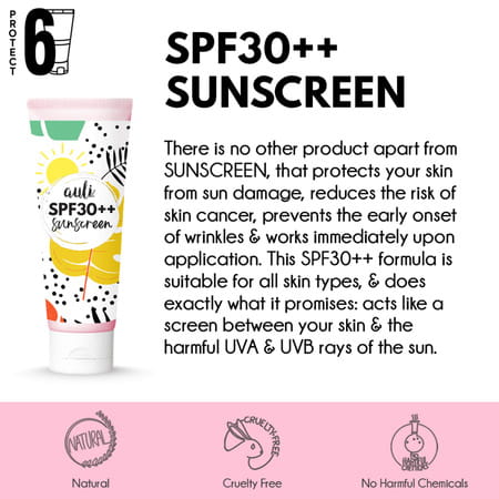 Auli Spf30++ Sunscreen Uva/Uvb With Added Blue Light Defence Sun Protection Formula - 100gm
