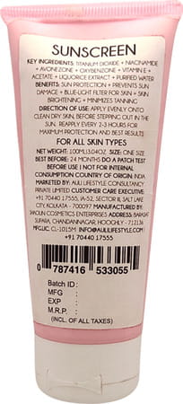 Auli Spf30++ Sunscreen Uva/Uvb With Added Blue Light Defence Sun Protection Formula - 100gm