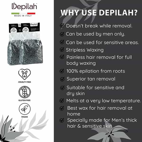 Depilah Brazilian Hot Film Wax - 1 Kg Silver Stripless Wax (Men) Made In Italy
