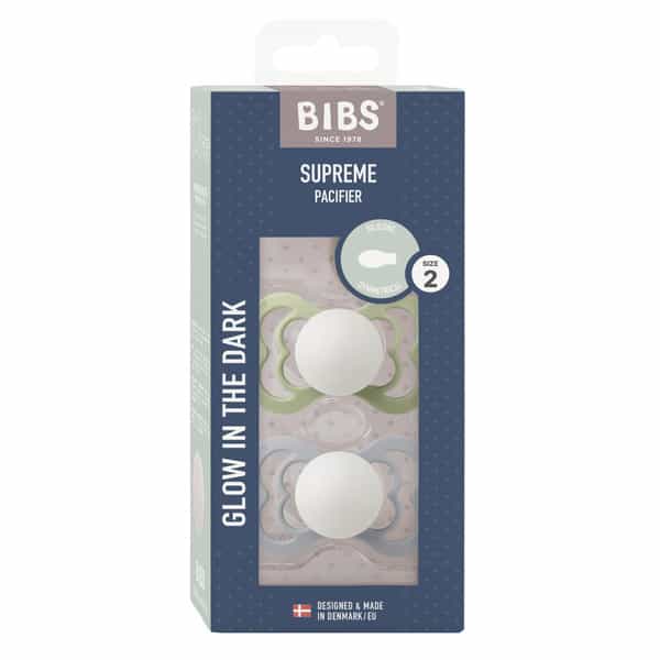 Bibs Supreme 2 Pack Silicone Size 2 Sage Glow/Cloud Glow - 6+ Months