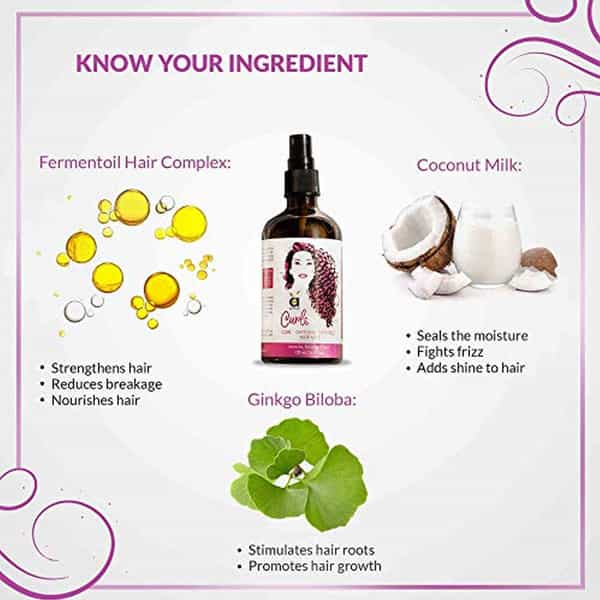 Anveya Men's And Women's Curls Hair Mist Spray 100Ml X Pack Of 4