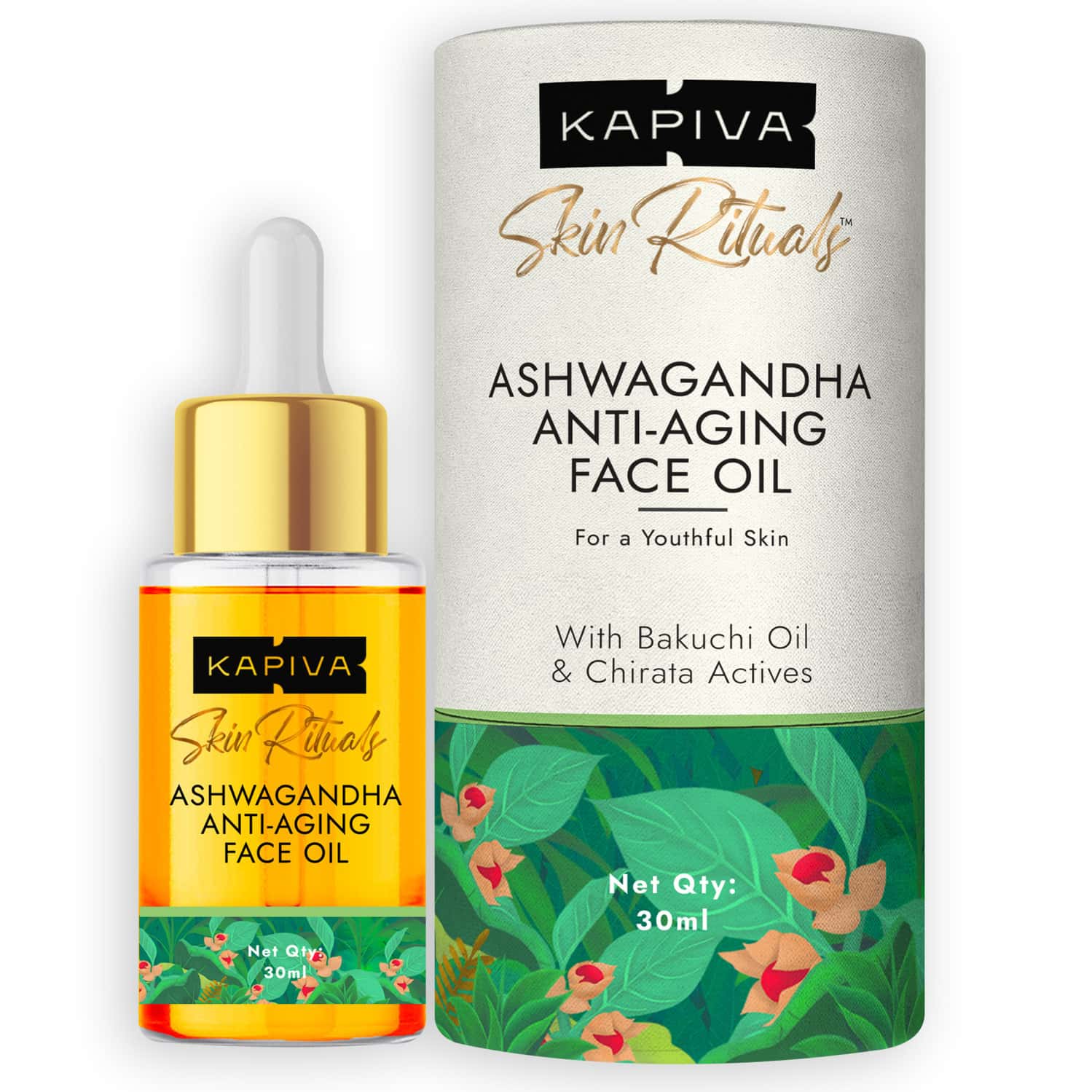 Kapiva Ashwagandha Anti-Aging Face Oil (30 Ml) | Plant Based Retinol