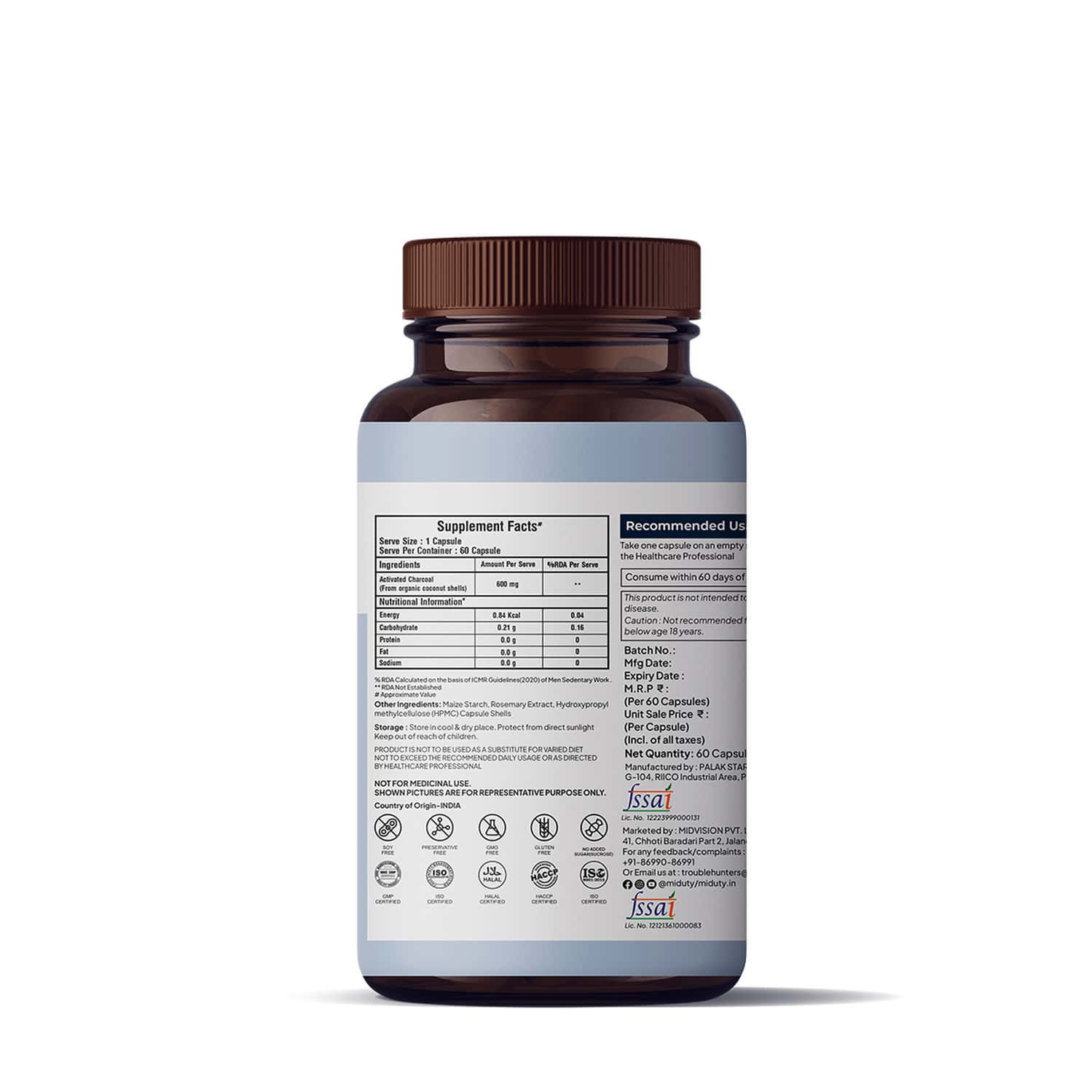 Buy MIDUTY PALAK NOTES ACTIVATED CHARCOAL SUPPLEMENT POWERFUL