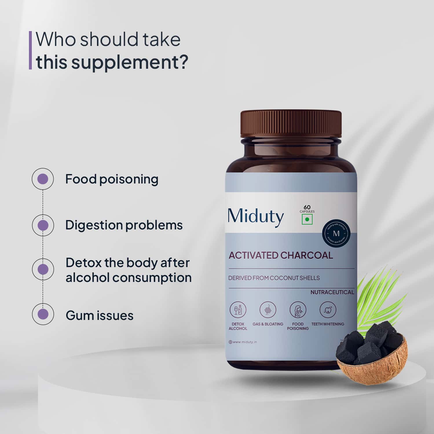 Buy MIDUTY PALAK NOTES ACTIVATED CHARCOAL SUPPLEMENT POWERFUL
