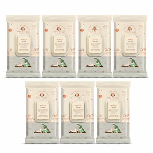 Baby Forest Mulmul Baby Wipes|Ultra-Soft, Water-Based, 3X Thicker & Softer Wipes 72 Wipes|Pack Of 7